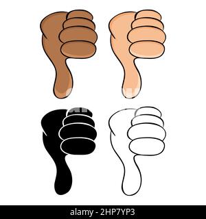 thumb down cartoon dislike symbol. Vector illustration Stock Vector