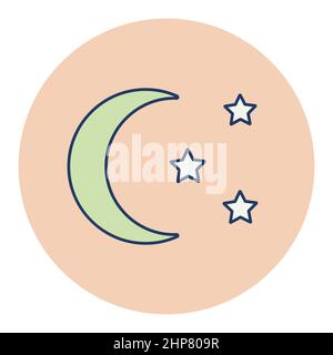 Moon and star vector icon. Camping sign Stock Vector