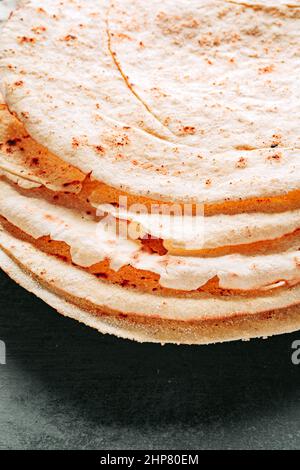 Carta Da Musica, an Italian flatbread, also called pane carasau in Sardinia. Stock Photo