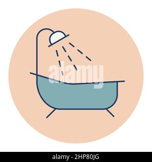 Bathroom vector icon. Bath with shower sign Stock Vector