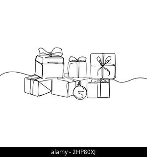 Continuous Line Drawing of Gift Box Vector Illustration Stock Vector -  Illustration of holiday, outline: 152585755