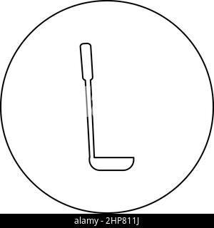 Soup spoon ladle scoop Kitchenware icon in circle round black color vector illustration image outline contour line thin style Stock Vector