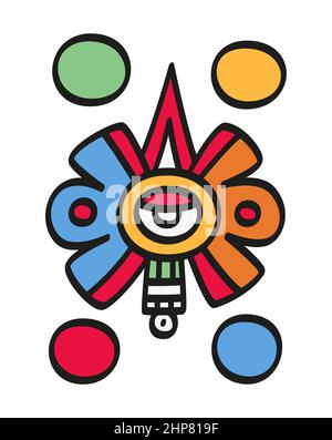 Nahui Ollin, the fifth sun movement symbol in the Aztec cosmology Stock Vector