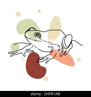 Vector abstract continuous one single simple line drawing icon of   frog animal concept in silhouette sketch. Perfect for greeting cards Stock Vector