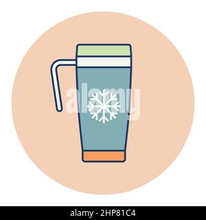 Travel thermo cup vector icon. Winter sign Stock Vector