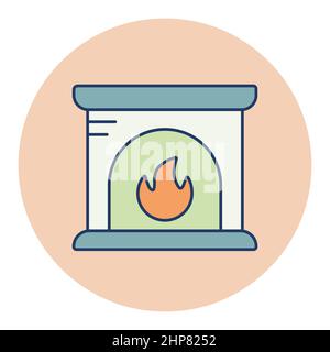 Fireplace vector icon. Winter sign Stock Vector