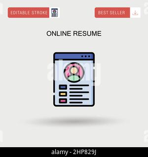 Online resume Simple vector icon. Stock Vector