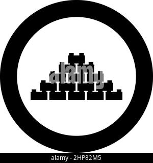 Pyramid of bricks icon in circle round black color vector illustration image solid outline style Stock Vector