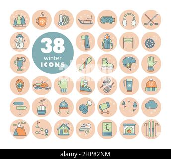 Winter vector icon set. Wintertime Stock Vector