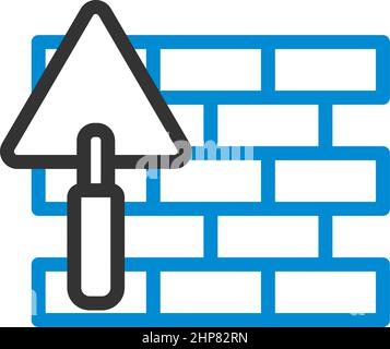 Icon Of Brick Wall With Trowel Stock Vector