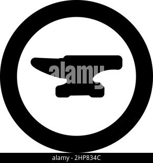 Anvil icon in circle round black color vector illustration image solid outline style Stock Vector