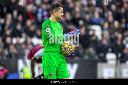 London, UK. 19th Feb, 2022. Lukasz Fabianski of West Ham United during the Premier League match between West Ham United and Newcastle United at the London Stadium, Queen Elizabeth Olympic Park, London, England on 19 February 2022. Photo by Phil Hutchinson. Editorial use only, license required for commercial use. No use in betting, games or a single club/league/player publications. Credit: UK Sports Pics Ltd/Alamy Live News Stock Photo