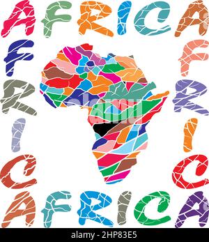 Map Africa - color background texture elephant Stock Vector