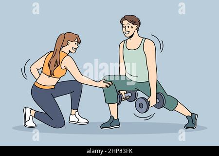 Sports training with coach concept. Stock Vector