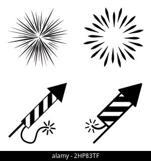 new year icon set. Outline and silhouette symbol collection. Stock Vector