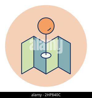 Map with pin, geo locate, pointer vector icon Stock Vector