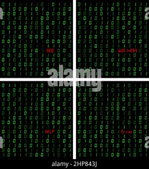 Stream of binary code. Computer 0,1 background design. Digits on screen. Abstract concept graphic data, technology, decryption, algorithm, encryption element. Stock Vector