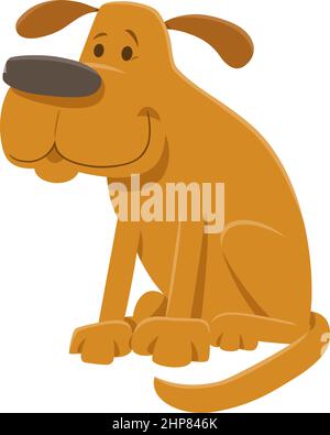 cartoon sitting yellow dog animal character Stock Vector