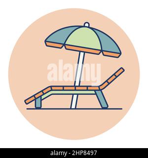 Lounger Beach Sunbed Chair flat vector icon Stock Vector