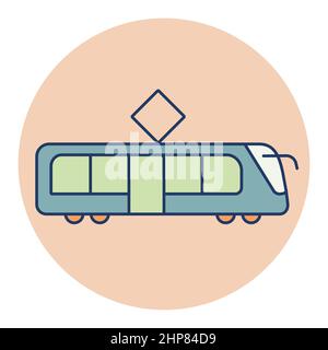 City tram flat vector icon Stock Vector