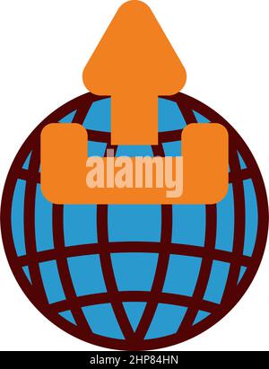 Globe With Upload Symbol Icon Stock Vector