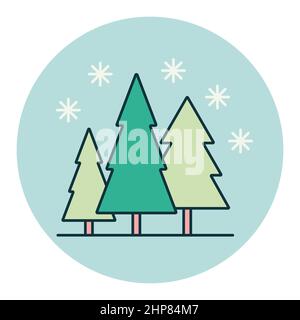 Snow forest vector icon. Winter sign Stock Vector