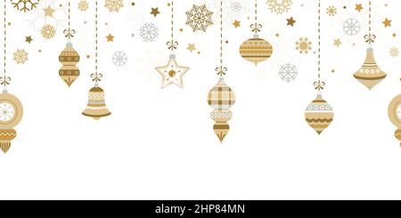 vintage christmas baubles with ornaments Stock Vector