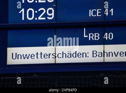 19 February 2022, Hessen, Frankfurt/Main: An information board in Frankfurt's main train station. Photo: Frank Rumpenhorst/dpa Stock Photo