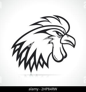 rooster head black and white Stock Vector