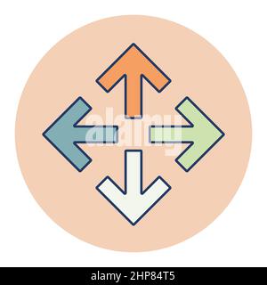 Four arrows pointing from the center vector icon Stock Vector