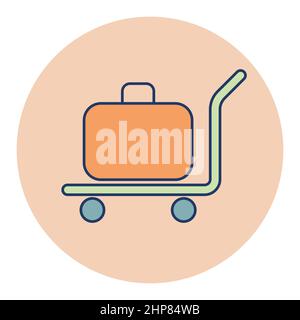 Baggage, luggage, suitcases on trolley vector icon Stock Vector