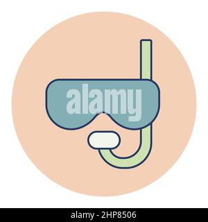 Diving mask with snorkel flat vector icon Stock Vector