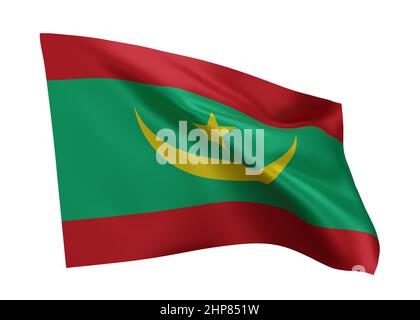 3d illustration flag of Mauritania. Mauritanian high resolution flag isolated against white background. 3d rendering Stock Photo