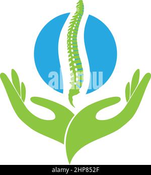 Two hands, human, spine, orthopedics, massage, logo Stock Vector