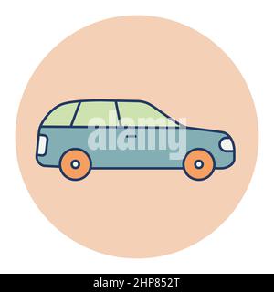 Station wagon flat vector icon Stock Vector
