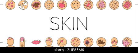 Skin Disease Symptom Collection Icons Set Vector Stock Vector Image ...