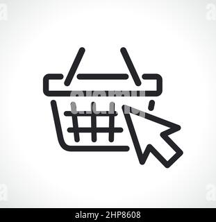basket and cursor line icon Stock Vector