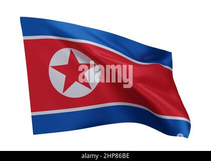 3d illustration flag of North Korea. North Korean high resolution flag isolated against white background. 3d rendering Stock Photo