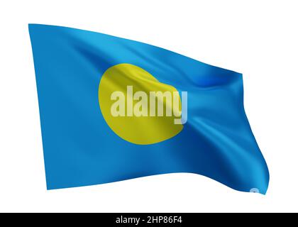 3d illustration flag of Palau. Palau high resolution flag isolated against white background. 3d rendering Stock Photo