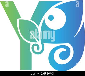 Letter Y icon with chameleon logo  design template Stock Vector