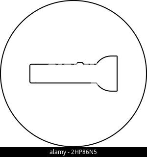 Torch Flashlight Light device icon in circle round black color vector illustration image outline contour line thin style Stock Vector