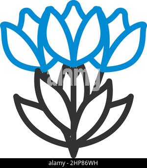 Tulips Bouquet Icon With Tied Bow Stock Vector