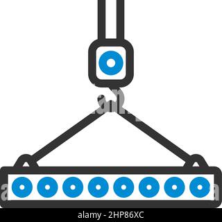 Icon Of Slab Hanged On Crane Hook Stock Vector