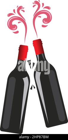 toasting wine bottle  icon vector illustration design Stock Vector