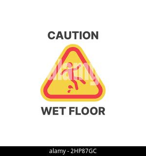 Caution wet floor yellow vector sign Stock Vector