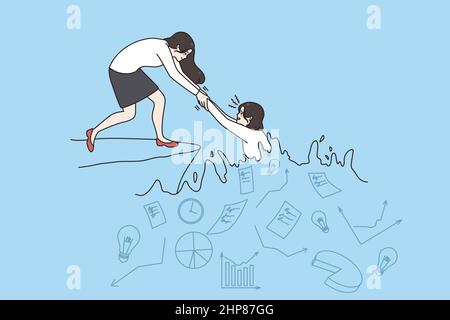 Businesswoman help female colleague come out of crisis Stock Vector