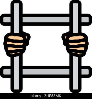 Hands Holding Prison Bars Icon Stock Vector