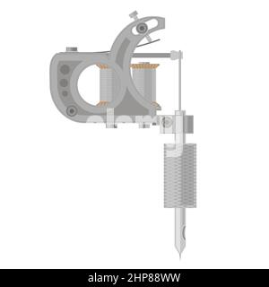Induction Tattoo Machine Isolated on White Background. Stock Vector