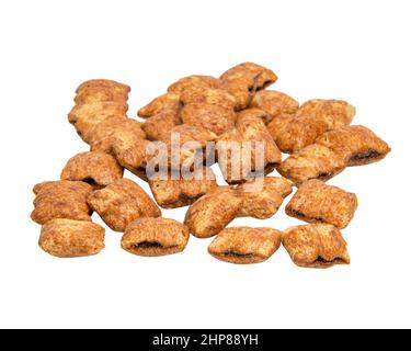 Chocolate cereal pillows pads isolated on the white background Stock Photo