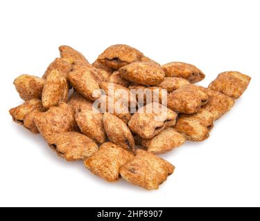 Chocolate cereal pillows pads isolated on the white background Stock Photo